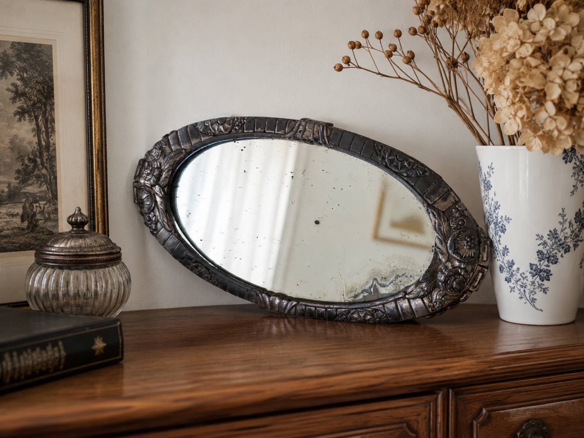 Art Deco Mirror Dilecta. French Silverware. Registered Model ~ 1920/30