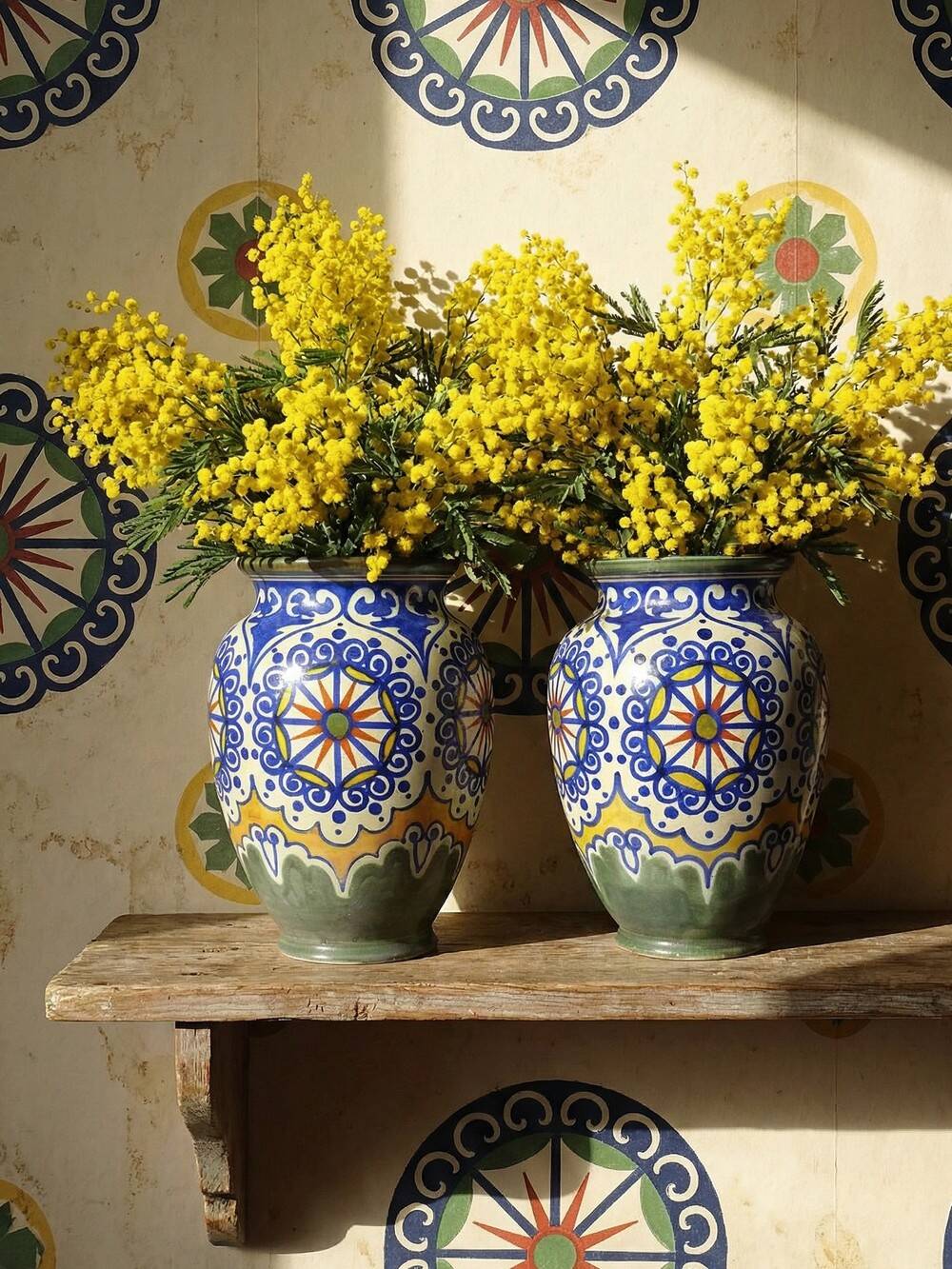 A pair of large decorative vases by Carla Holland, Gouda decoration, circa 1930-40.