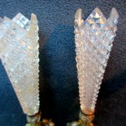 Duo of crystal vases Baccarat Le Creusot, carnation holder, bronze foot