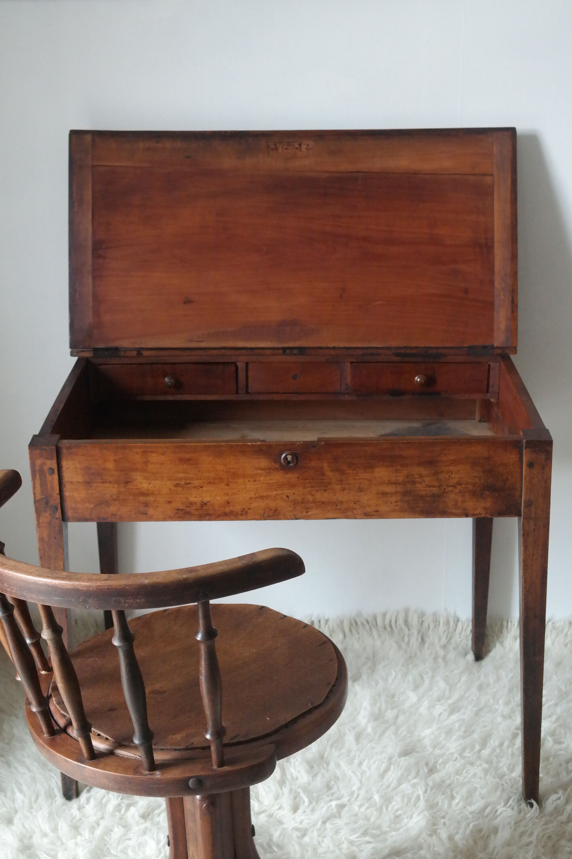 Old desk in walnut school master