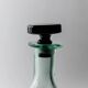 Vintage Murano glass carafe from the 1960s, green and black, with a stopper.
