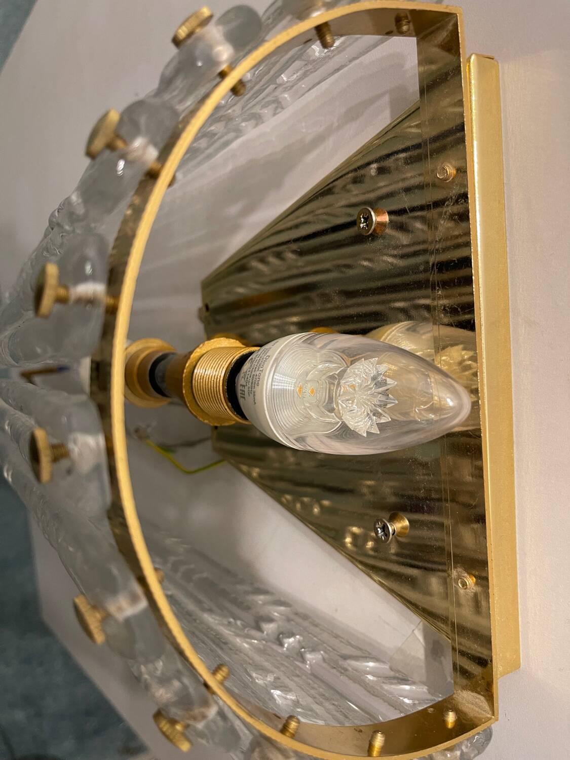 Large Murano Glass Brass Sconces