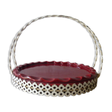 Serving tray in ceramic by Yvon Roy and metal from the 1950s