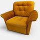 Vintage lounge chair on wheels in golden mustard corduroy 70s