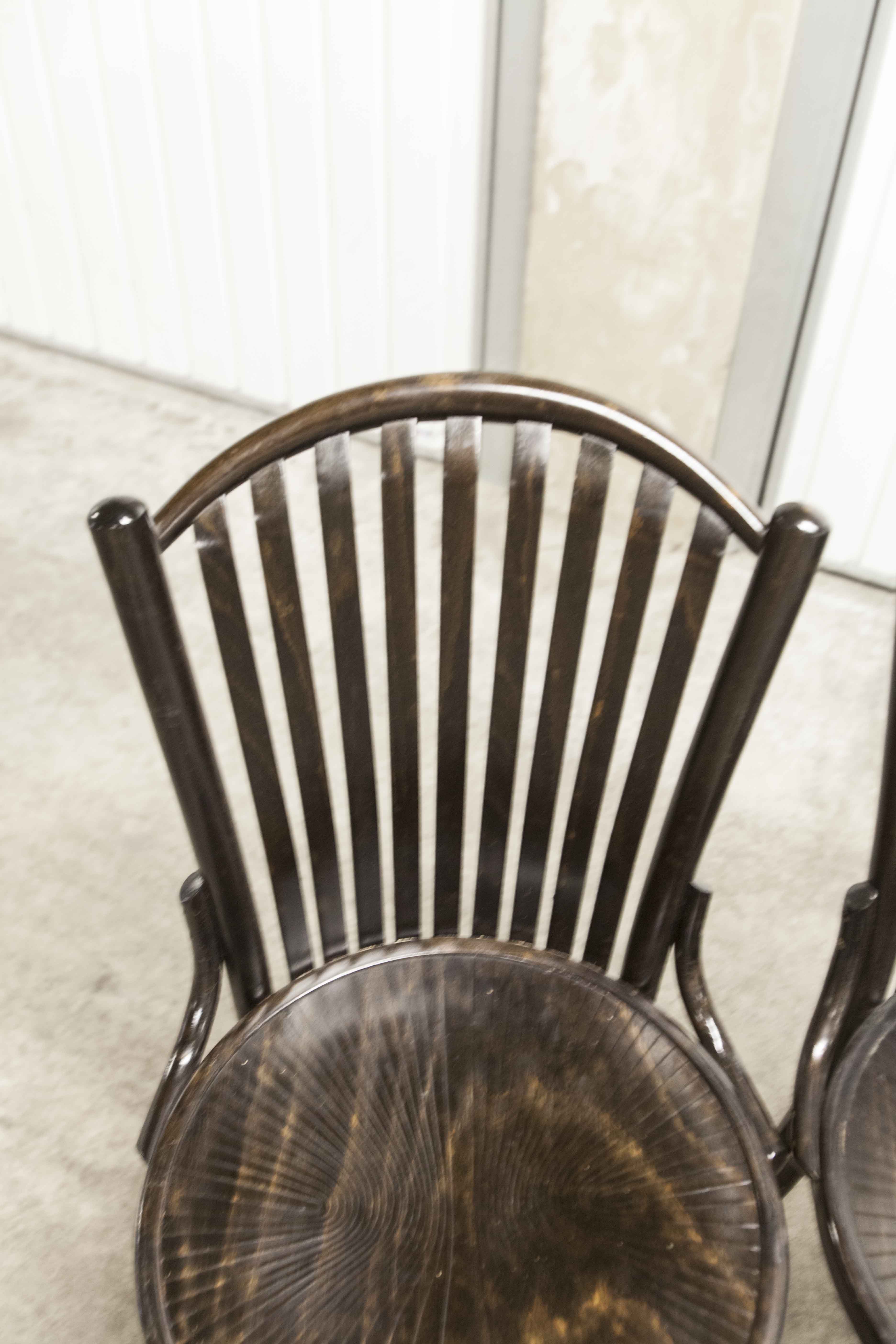 Set of 6 chairs Bistrot Baumann ref 22 curved wood