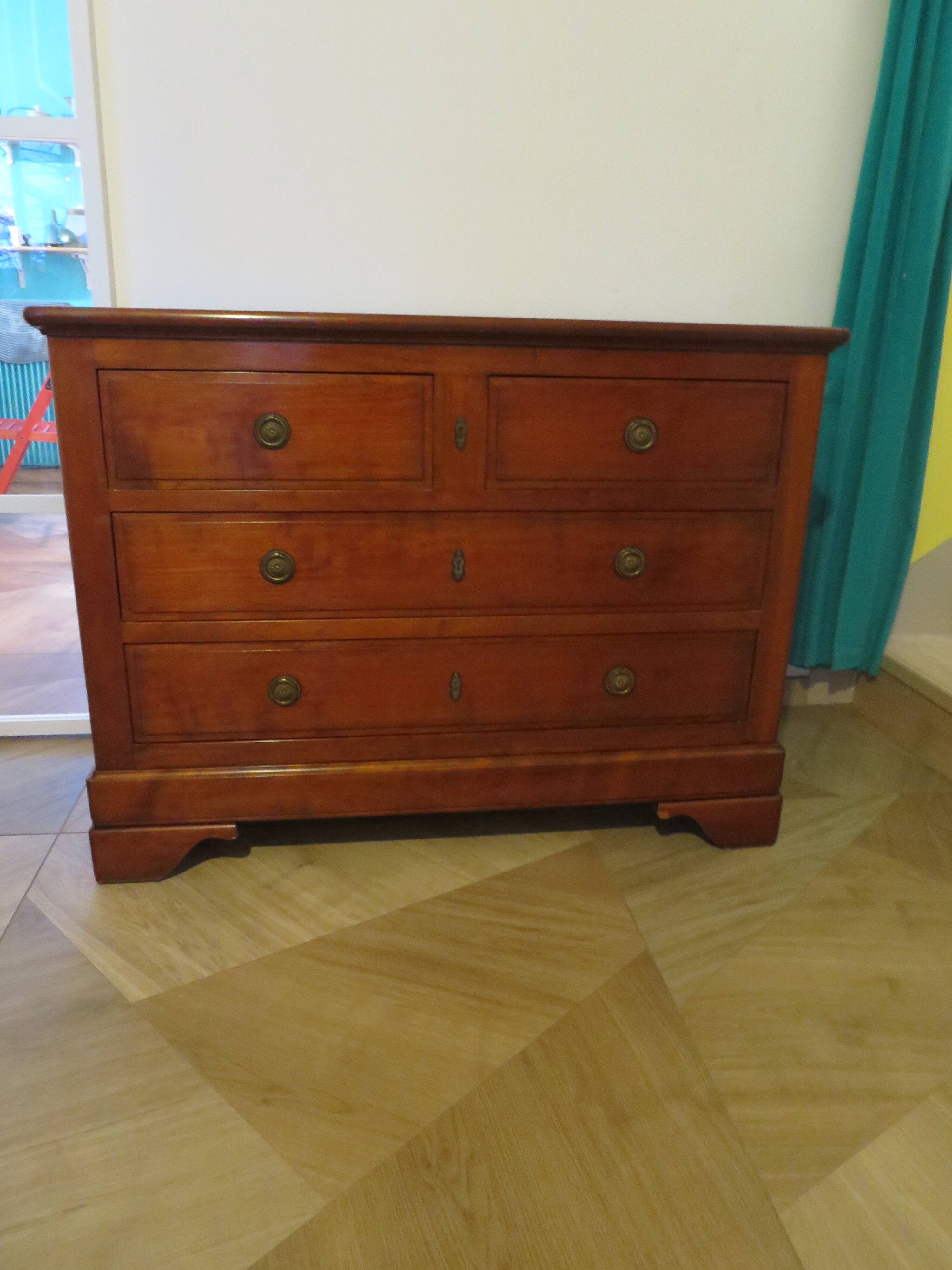 Antique - chest of drawers - 4 drawers - solid wood - cherry