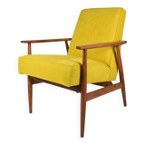 Original vintage armchair "FOX", designer Henry Lis, 1970s, fully restored, yellow