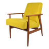 Original vintage armchair "FOX", designer Henry Lis, 1970s, fully restored, yellow