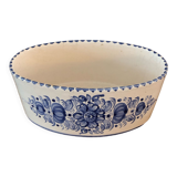 Ceramic pot blue floral decoration vintage signed modra