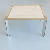 Chrome and travertine coffee table, Artelano France, 1980s.