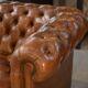 Tan leather tufted Chesterfield sofa