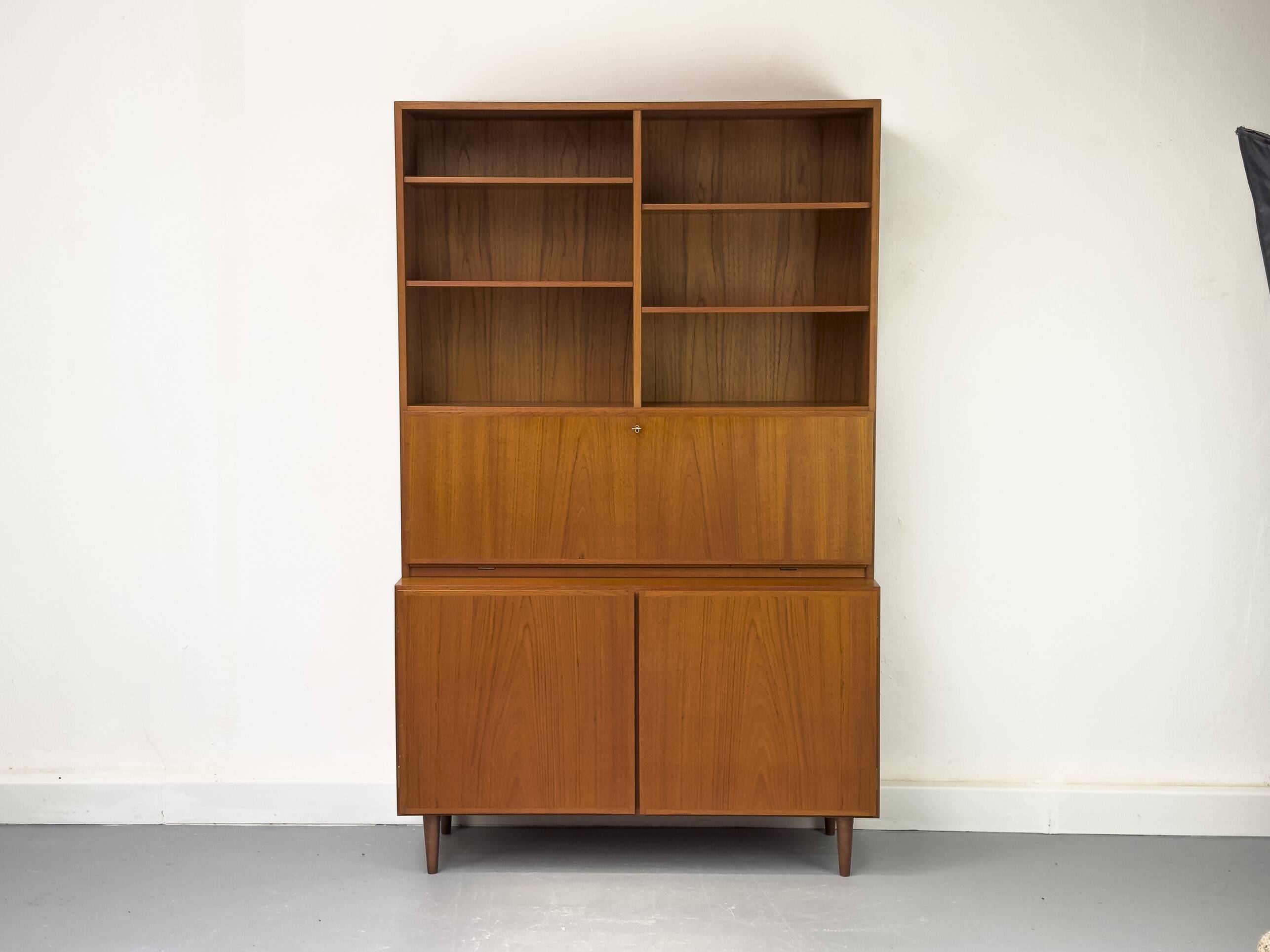 Vintage Teak Bookcase with Desk from Omann Jun, 1960s