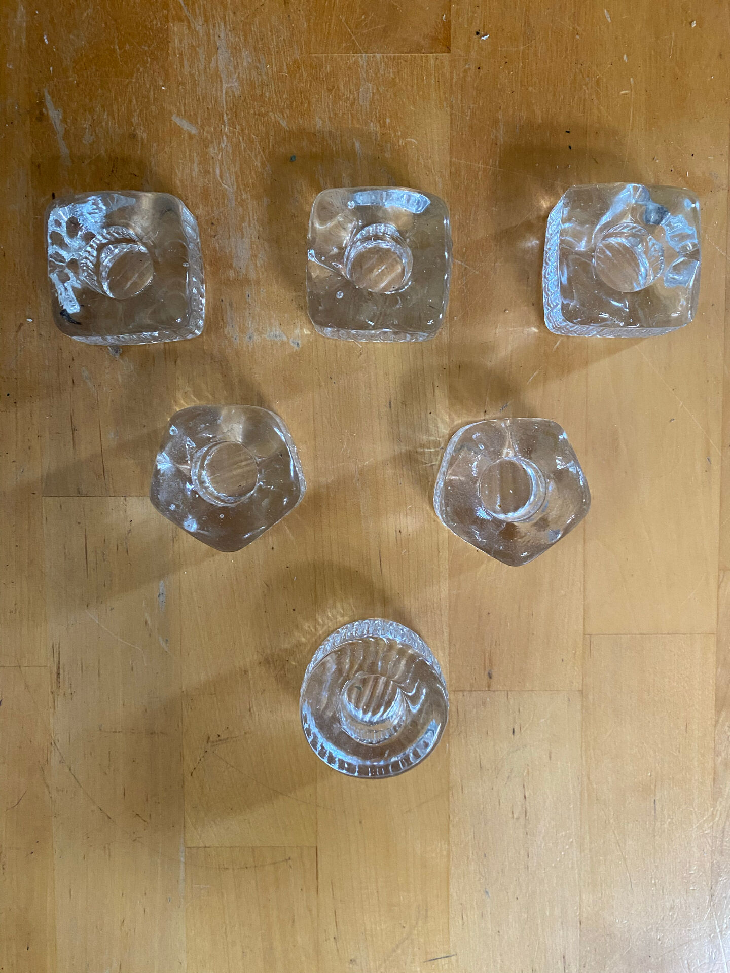 Series 6 antique candle holders mina moulded glass + vintage box #e483