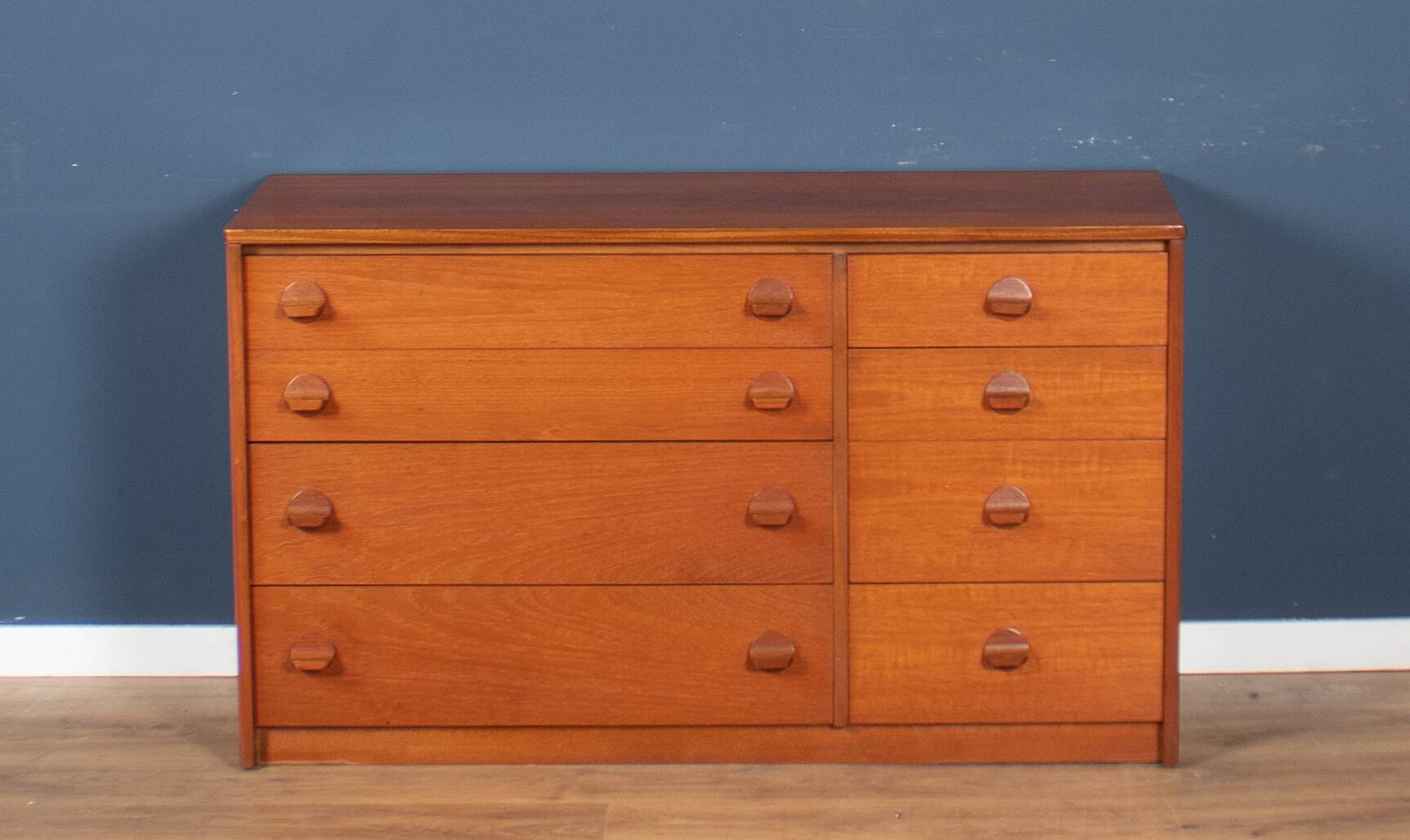 Retro Teak 1960s Stag 8 Drawer Chest Of Drawers Sideboard