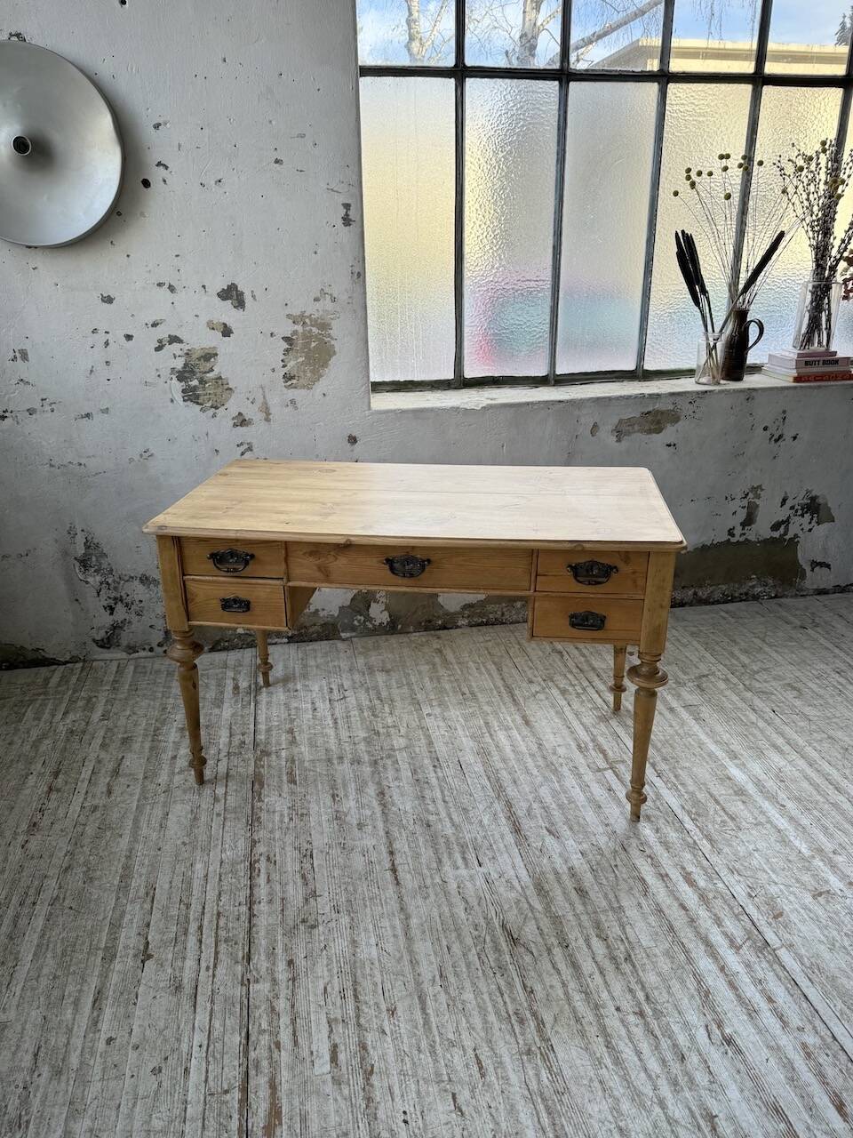 Blonde walnut desk and pine top 1900