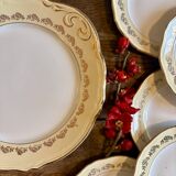 Vintage cake service l'Amandinoise in yellow and gold