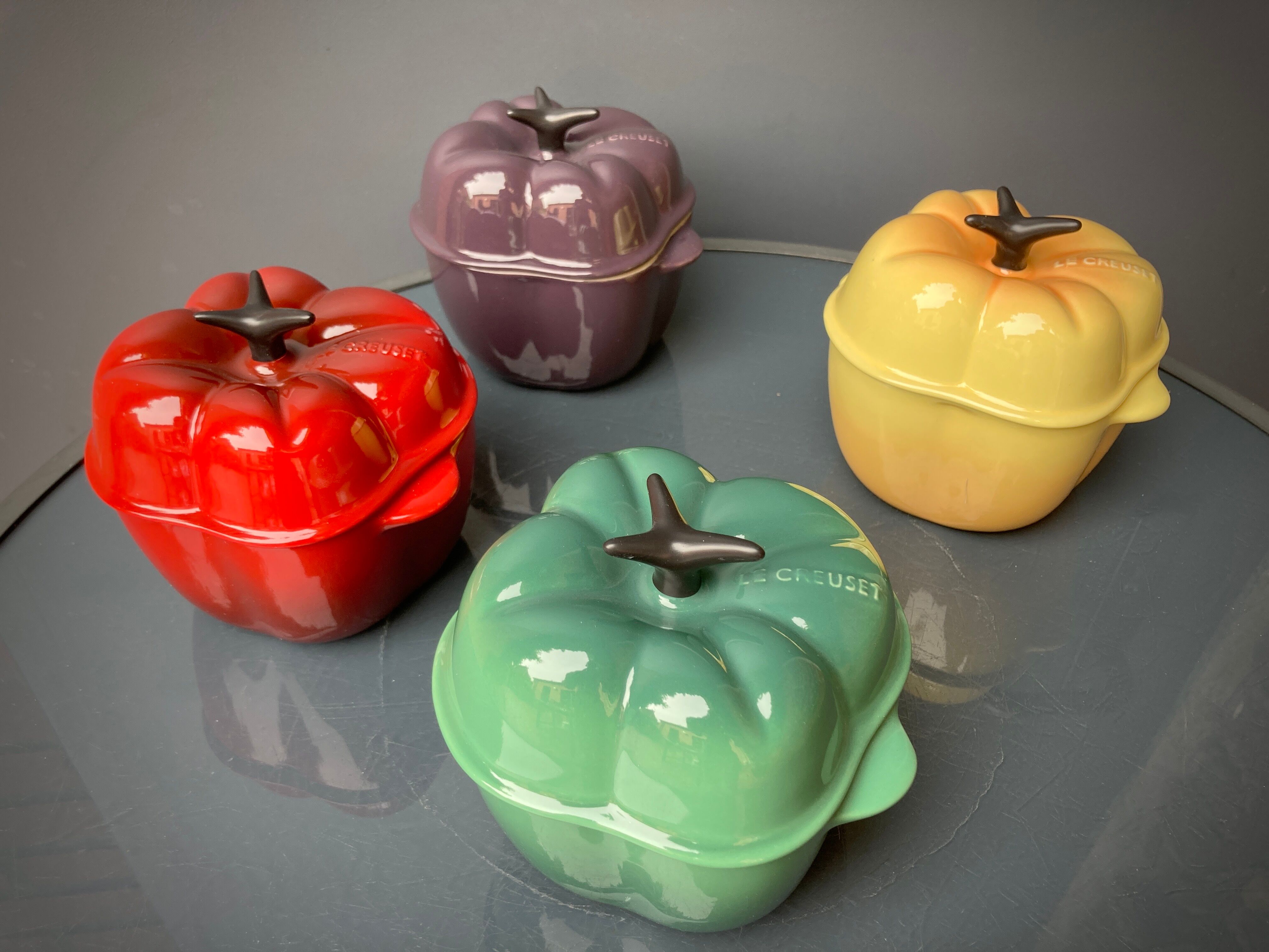Four Le Creuset ceramic casseroles