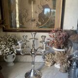 Vintage Orbisa 5-branch chandelier in silver-plated metal, Alpaca base.