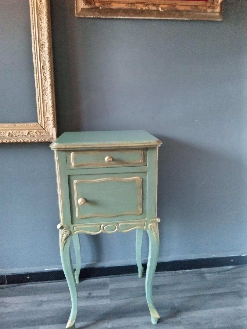 Louis XV style celadon and gold bedside