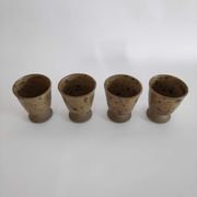 Suite of 4 cups or glasses mazagrans vintage in sandstone of the years 60