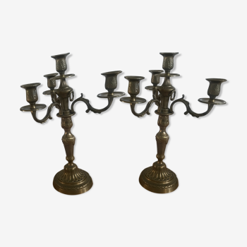 Bronze candlestick pair