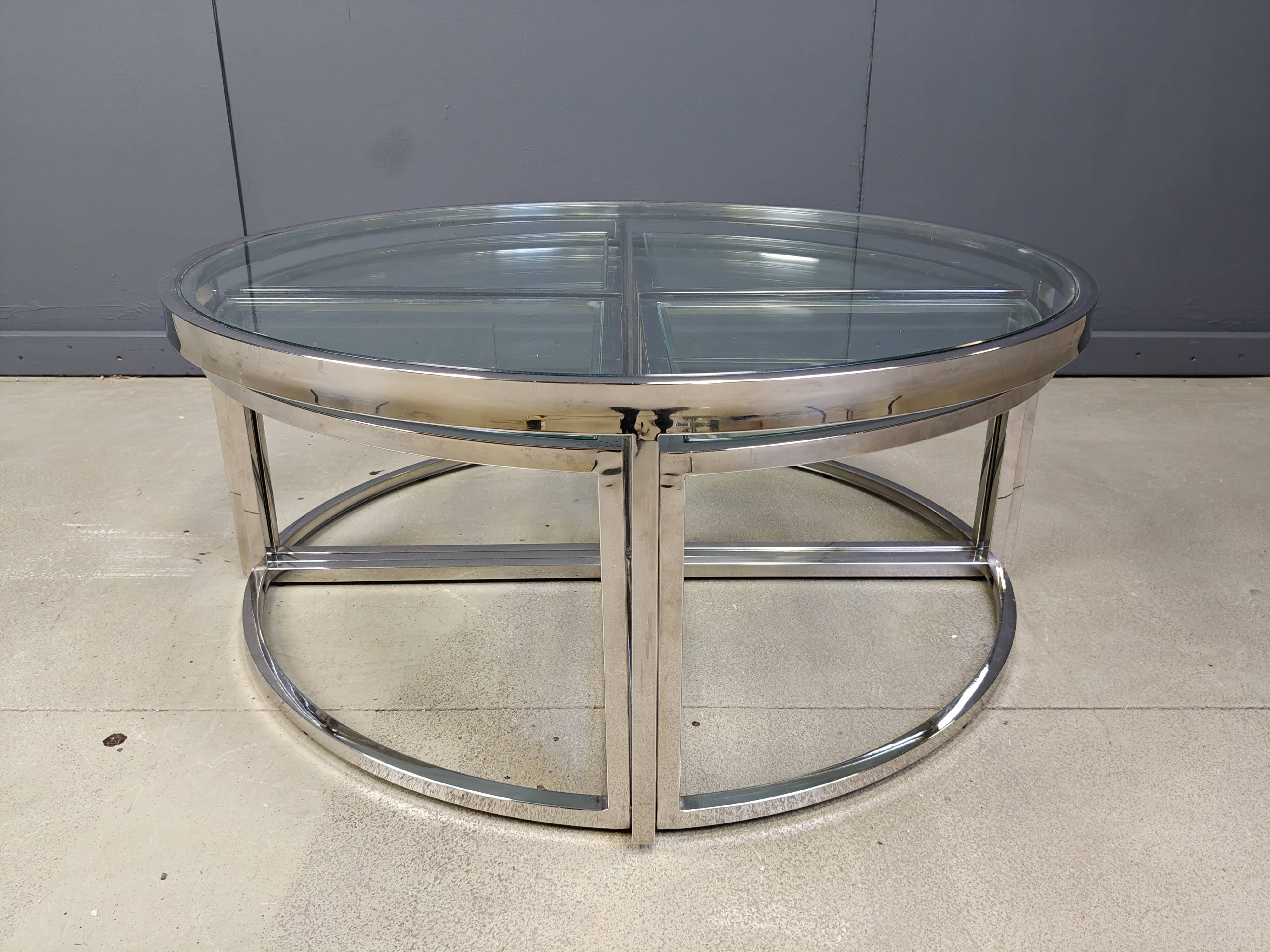 Vintage chromed coffee table set, 1970s