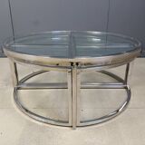 Vintage chromed coffee table set, 1970s