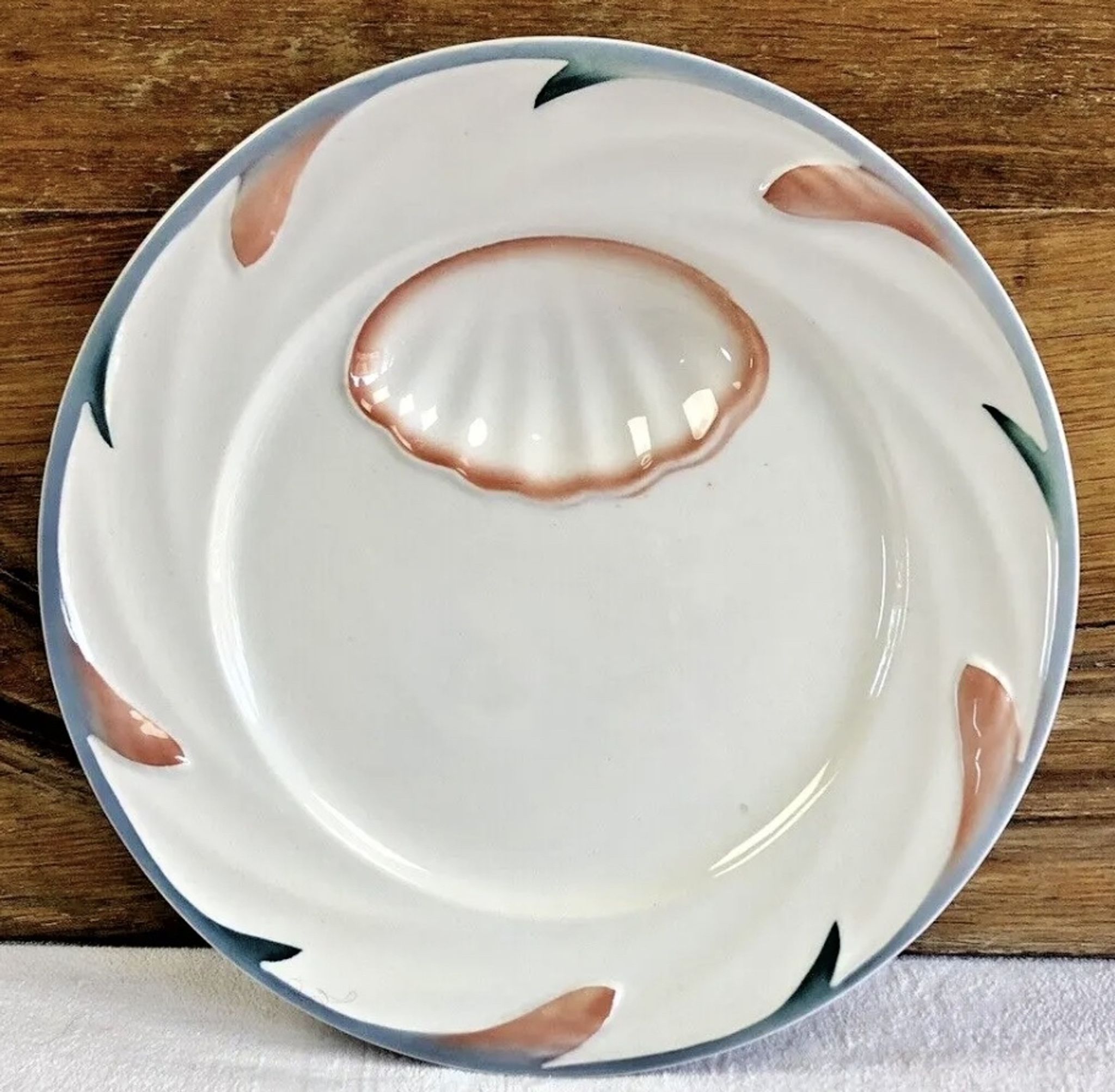 Set of 6 old Digoin Sarreguemines asparagus slushie plates
