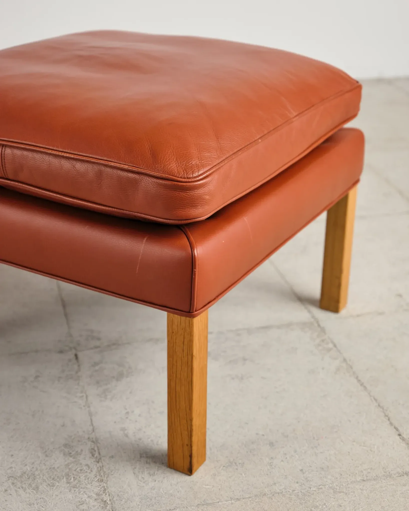 Armchair 2204 and leather pouf by Børge Mogensen, Denmark, 1960s.