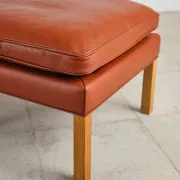 Armchair 2204 and leather pouf by Børge Mogensen, Denmark, 1960s.