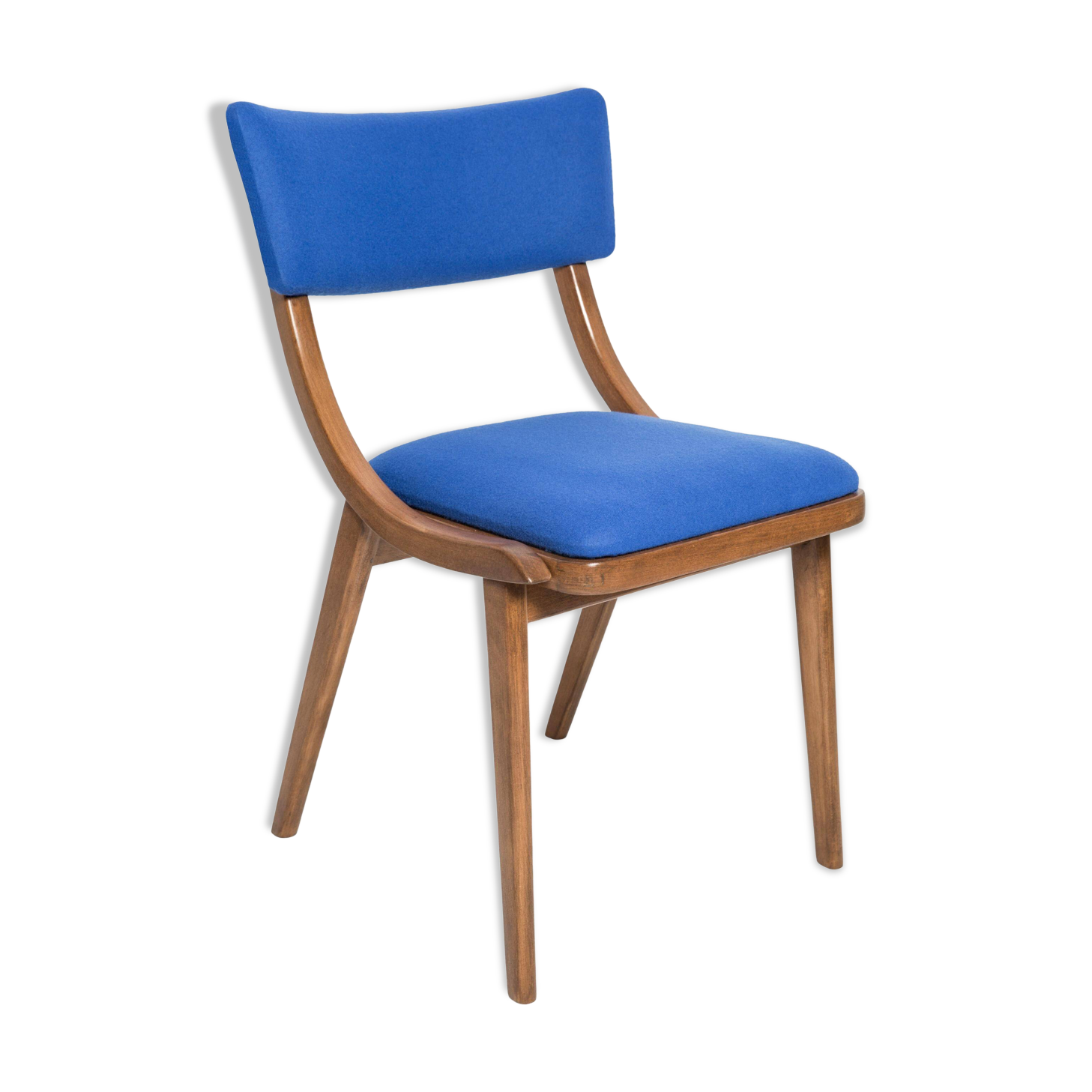 Bumerang Chair Mid-Century Modern, Royal Blue Wool, Poland, 1960s