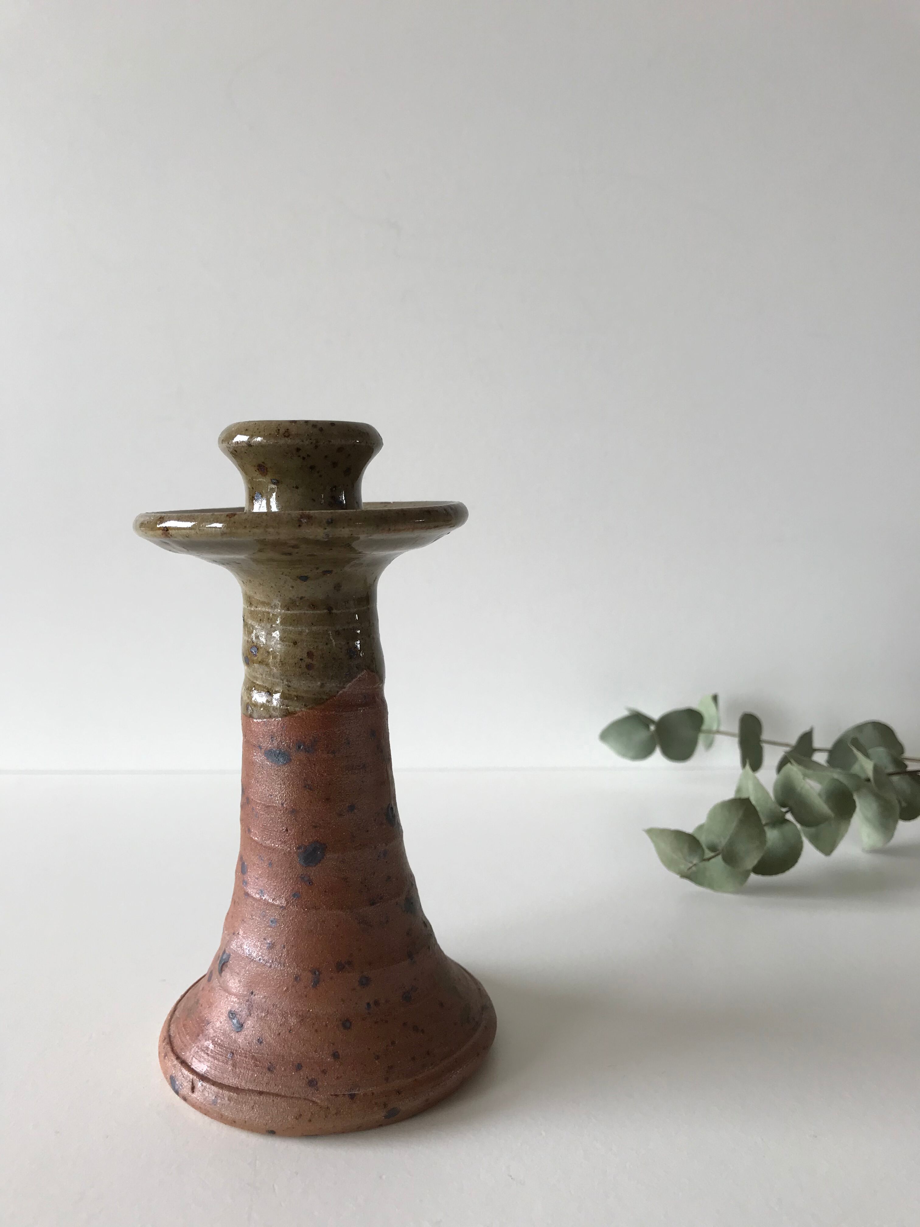 Stoneware vintage candlestick