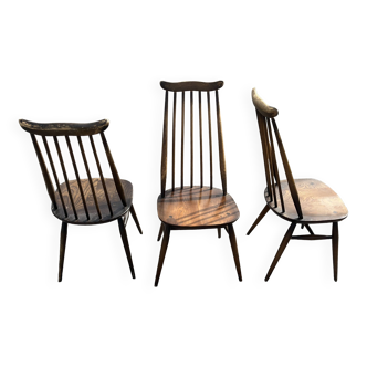 Lot de 3 chaises Ercol Goldsmith bois style scandinave