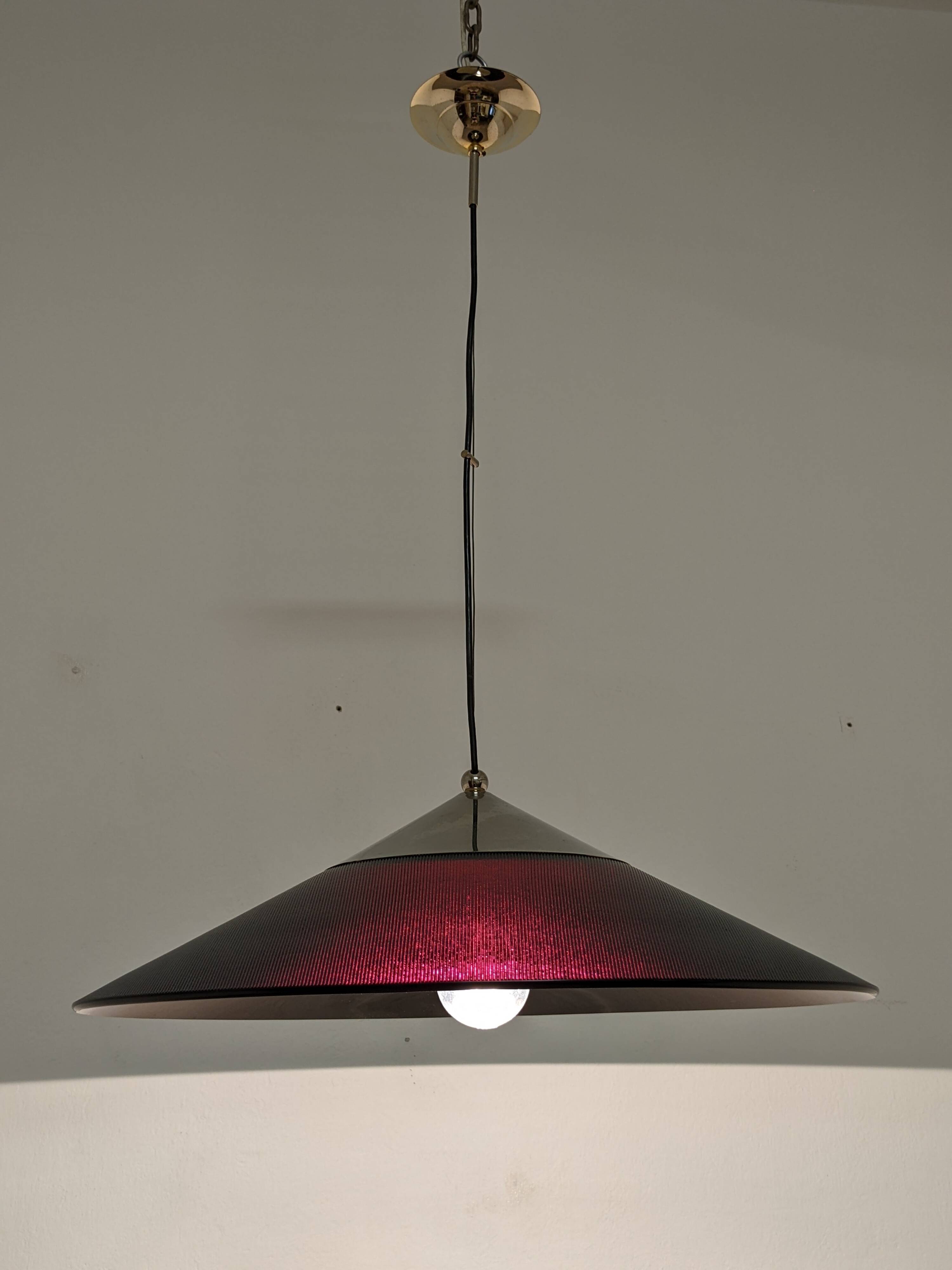 XXL black marmorite saucer suspension, Italy circa 1970.