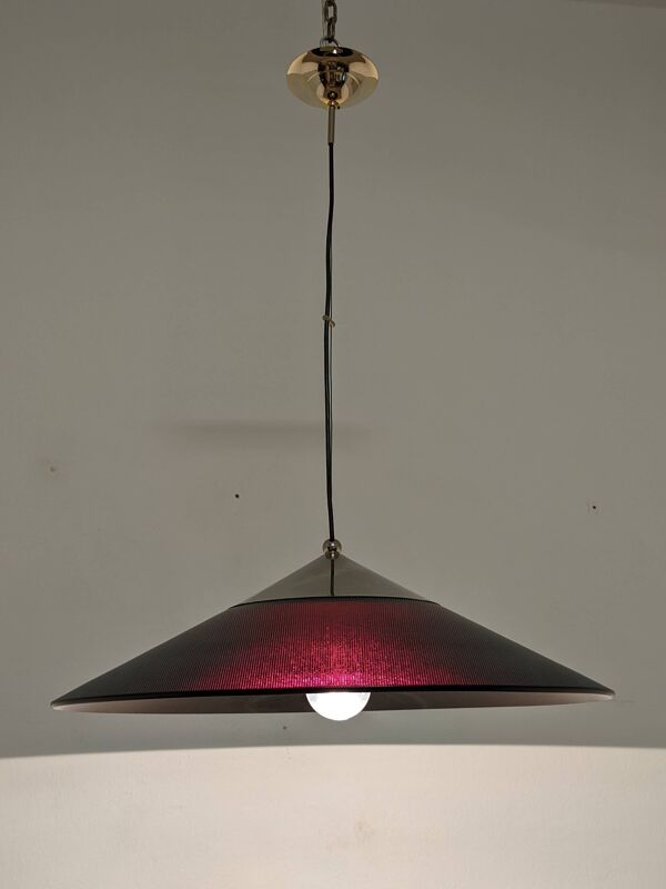 Suspension soucoupe XXL en marmorite noire, Italie vers 1970