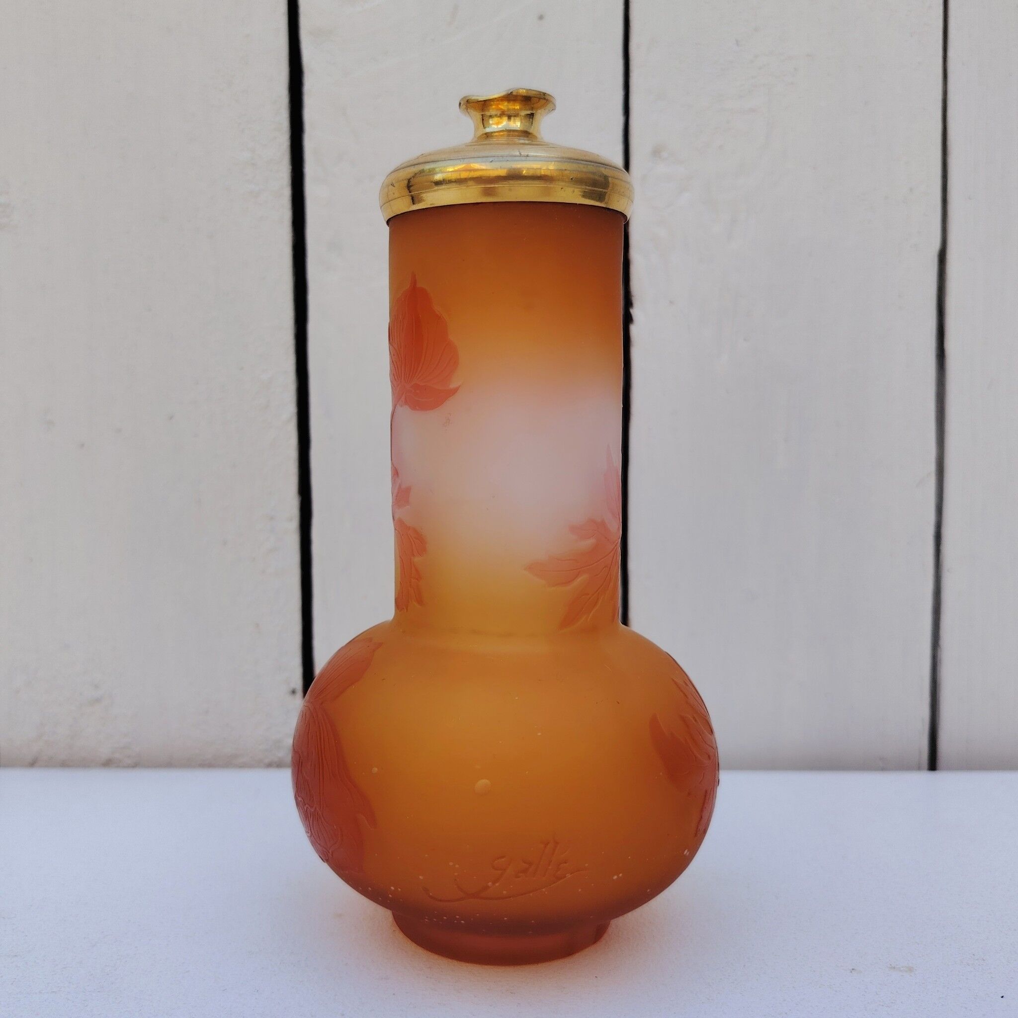 Lamp base, Gallé peony decoration, Nancy Art Nouveau