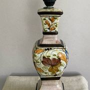 Lampe de salon en faïence façon craquelée décor fait main époque XXe