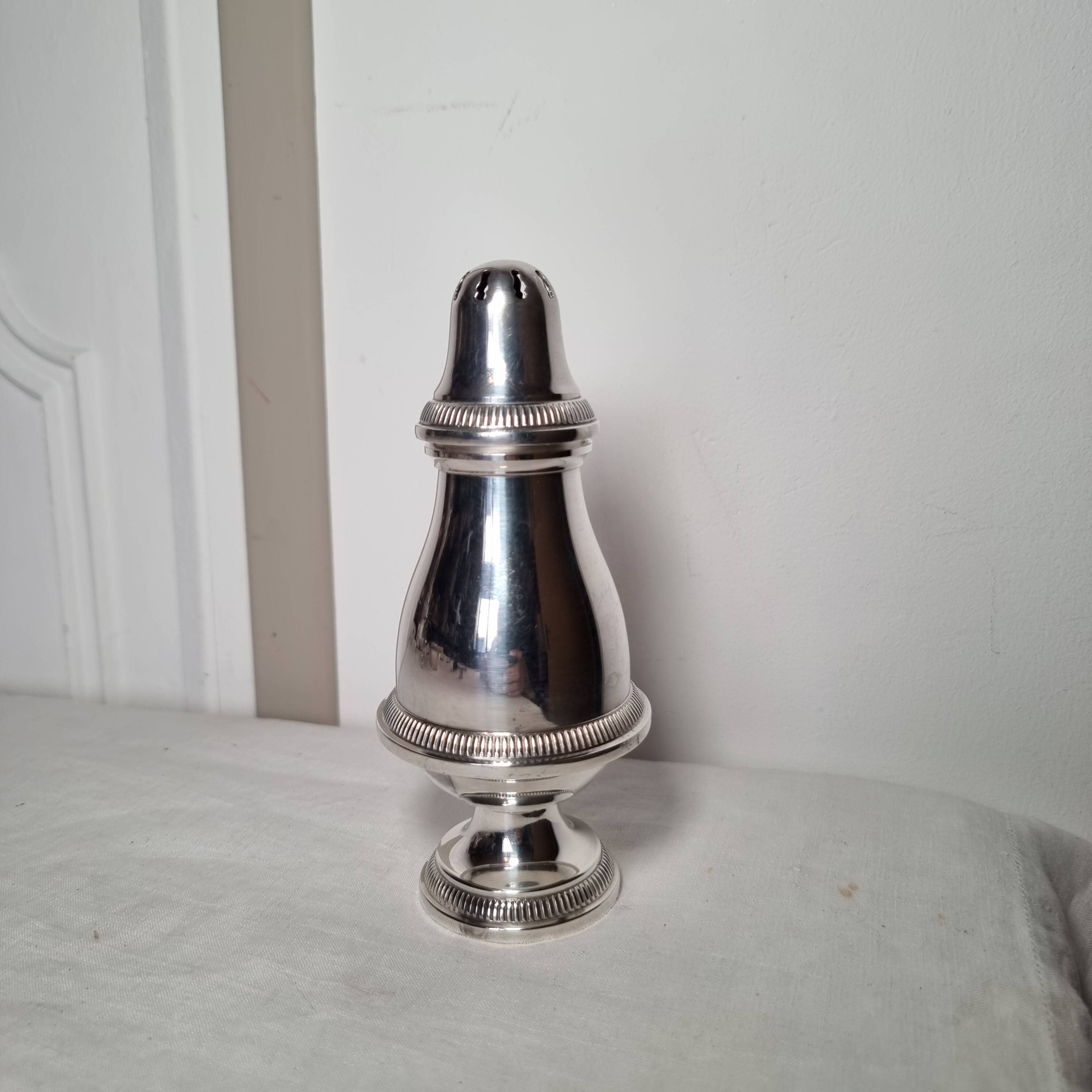 Antique 1960s English Style Silver Plated Metal Sugar Bowl