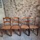 Set of 4 antique dining chairs with caned seats, beech, France, circa 1900–1920.