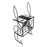 1960s metal and ceramic magazine and record rack