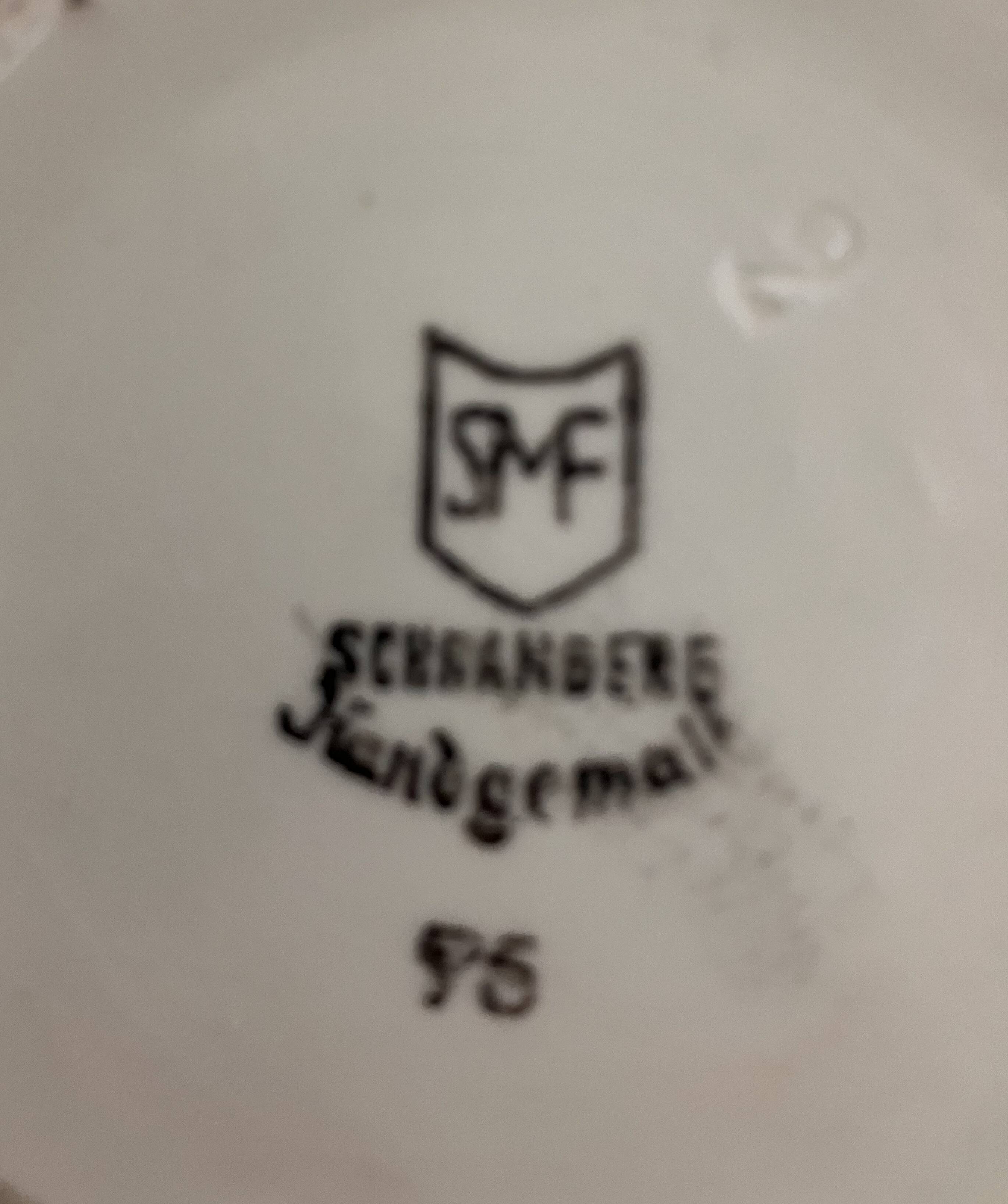 Schramberg teapot with sugar bowl and milk jug with hand-painted floral motif