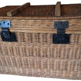 Wicker travel trunk xix metal clasps and cuffs