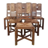Set of 6 Art Deco oak chairs
