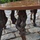 Modular coffee table in vine shoot marquetry.