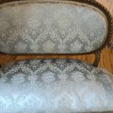 Gilded wood living room set and pedestal table