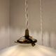 Pair of serrated opaline bistro pendant lights