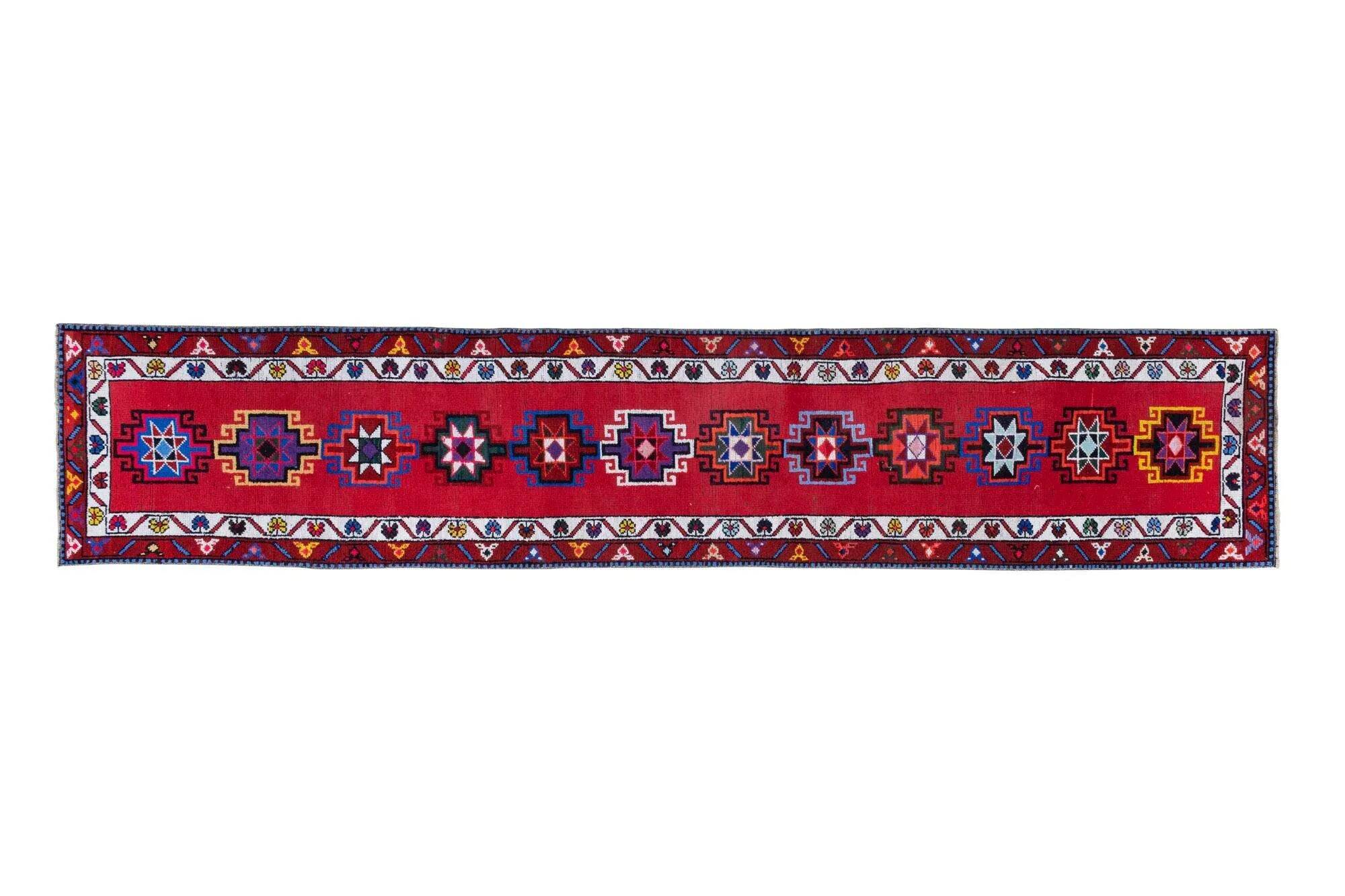 Vintage Turkish hallway rug 77x375 cm