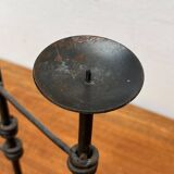 Mid-century brutalist extendable wrought iron floor chandelier, 1960s.