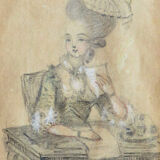 Drawing by marie françoise de saint aubin - (1753-1822). framework of the eighteenth century.