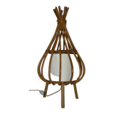 Rattan tripod lamp from the 50s